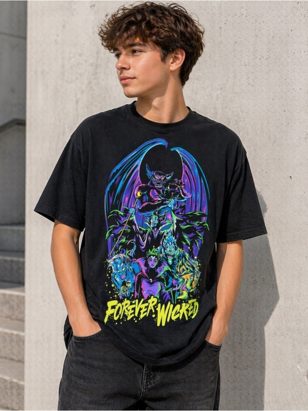 Disney Villains Graphic Tee Forever Wicked Black Size L